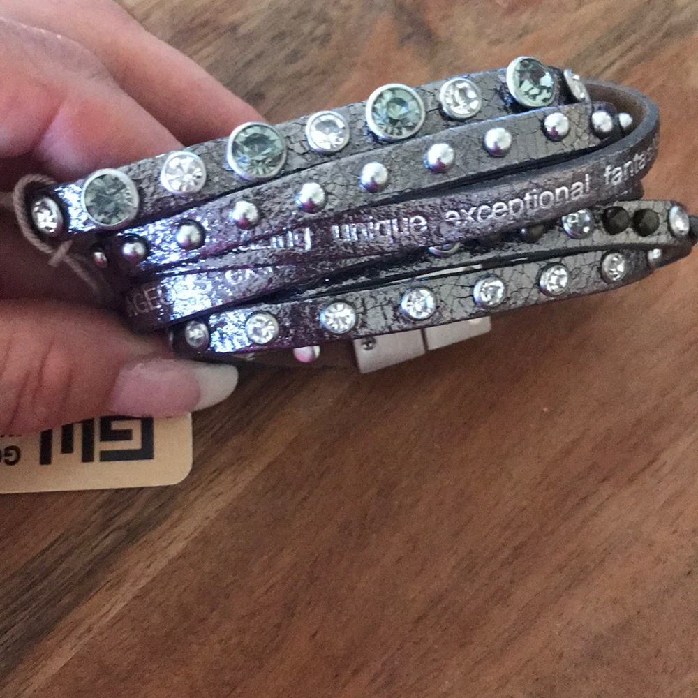 Good Works Leather Stuffed Script Bracelet